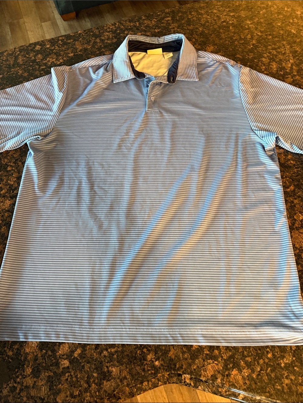 Rorie Whelan Golf Men's Light Blue Striped Polo Shirt XL